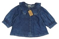 Nové - tmavomodrá lehká riflová halenka s límečkem Next