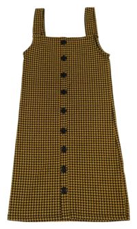 Okrovo-čierne vzorované úpletové šaty New Look