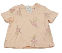 Nové - meruňkové pyžamové tričko s baletkami 