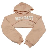 Svetloružová crop mikina s nápisom a kapucňou shein