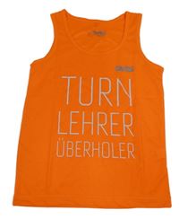 Neónově oranžové športové tielko s nápisom