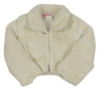 Smetanový kožešinový zateplený crop kabátek