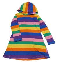 Farebné pruhované šaty s kapucňou shein