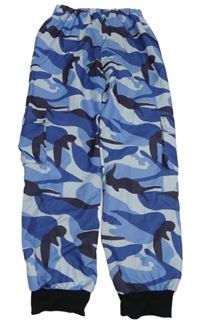Modré šusťákové army cuff cargo kalhoty Shein