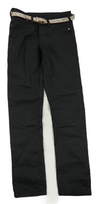 Černé třpytivé kalhoty s páskem Y.F.K.