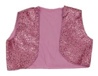 Ružová trblietavá podšitá crop vesta
