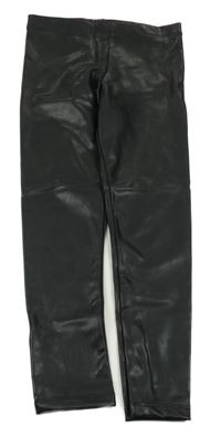 Černé koženkové zateplené legíny H&M