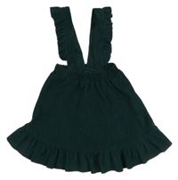 Tmavozelená rebrovaná na traká sukňa s volánikmi Shein