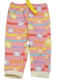 Nové - Ružovo-farebné pruhované tepláky s roboty - Cocomelon Shein