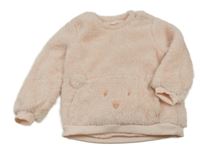 Svetloružová plyšová mikina s ňufáčikom 