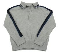 Sivo-čierno-tmavomodrý sveter s golierikom Matalan