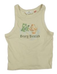 Béžový rebrovaný crop top s medvedíkmi H&M