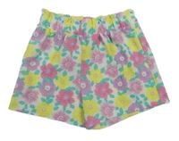 Bielo-lila-žlto-ružové kvetované kraťasy Matalan