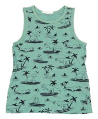 Zeleno-tmavomodré tielko s diny H&M