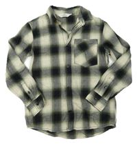 Béžovo-černo-zelená kostkovaná košile H&M