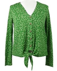 Dámska zelená kvietkovana blúzka s uzlom New Look