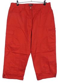Dámské červené plátěné capri kalhoty s kapsami Ulla Popken 