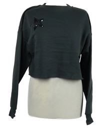 Dámska tmavosivá crop mikina s hvězdičkami z flitrů Primark