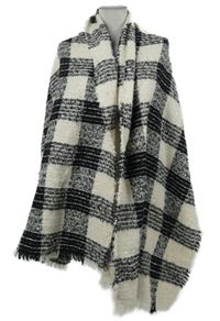 Dámská černo-smetanová kostkovaná šála s flitry 