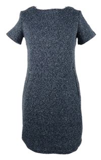 Nvoé - Dámské tmavomodré melírované pletené šaty Apricot 