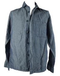 Pánská tmavomodrá proužkovaná košilová bunda