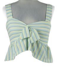 Dámsky modro-zelený pruhovaný crop top s mašlou Primark