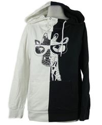 Dámská bílo-černá mikina se žirafou a kapucí Rainbow