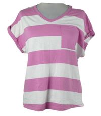 Dámské růžovo-bílé pruhované tričko TU 