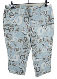Dámské světlemodro-béžovo-bílé vzorované capri elastické rifle Elle Nor 