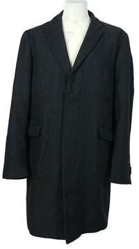Pánsky čierny vlnený kabát Baldessari