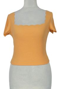 Dámske oranžové rebrované crop tričko Shein