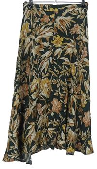 Dámska kaki-béžová kvetovaná midi sukňa H&M