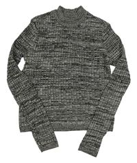 Čierno-sivý melírovaný crop sveter H&M