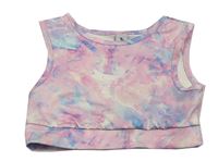 Ružovo-bielo-modrý športový crop top TU