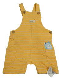 Žluté pruhované teplákové laclové kraťasy s nosorožcem Mothercare