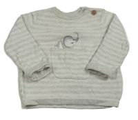 Sivo-biely pruhovaný sveter so slonom Mothercare