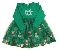 Zelené vianočné šaty so Santy a sněhuláky Shein