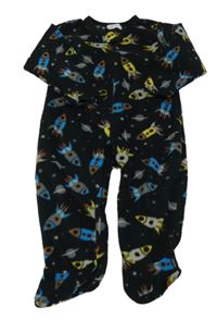 Černý fleecový overal s raketami Early Days