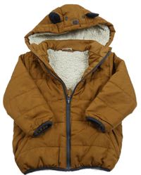 Hnědá šusťáková zimní bunda s kapucí so cute