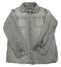 Sivá rifľová košeľová bunda PRIMARK