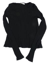 Černé žebrované crop triko C&A