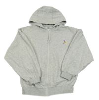 Svetlosivá prepínaci mikina s výšivkou a kapucňou TU