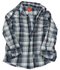 Bielo-čierno-modrá kockovaná košeľa S. Oliver