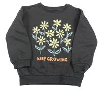 Sivá mikina s kvietkami F&F