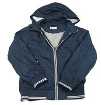 Tmavomodrá šusťáková jarní bunda s kapucí H&M