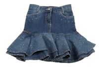 Modrá rifľová sukňa s kamienkami