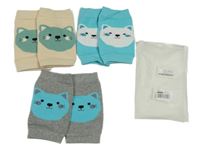 Nové - 3x návleky - šedomodré s kočičkou + smetanové s kočičkou + tyrkysové s mačičkou