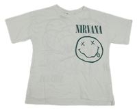 Biele tričko s nápisom a smajlíkem - Nirvana Zara