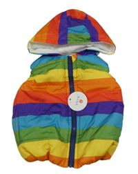 Nové - Farebná pruhovaná zateplená vesta s kapucňou