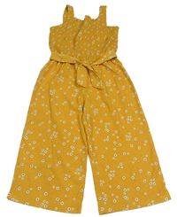 Hořčicový květovaný culottes overal Primark